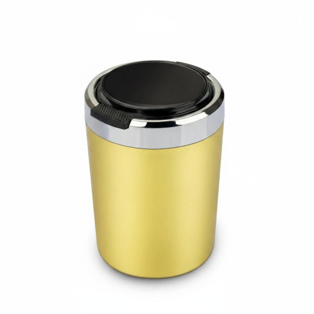 Smokeless Stainless Steel LED Car Cupholder Ashtray with Lid (No Logo)