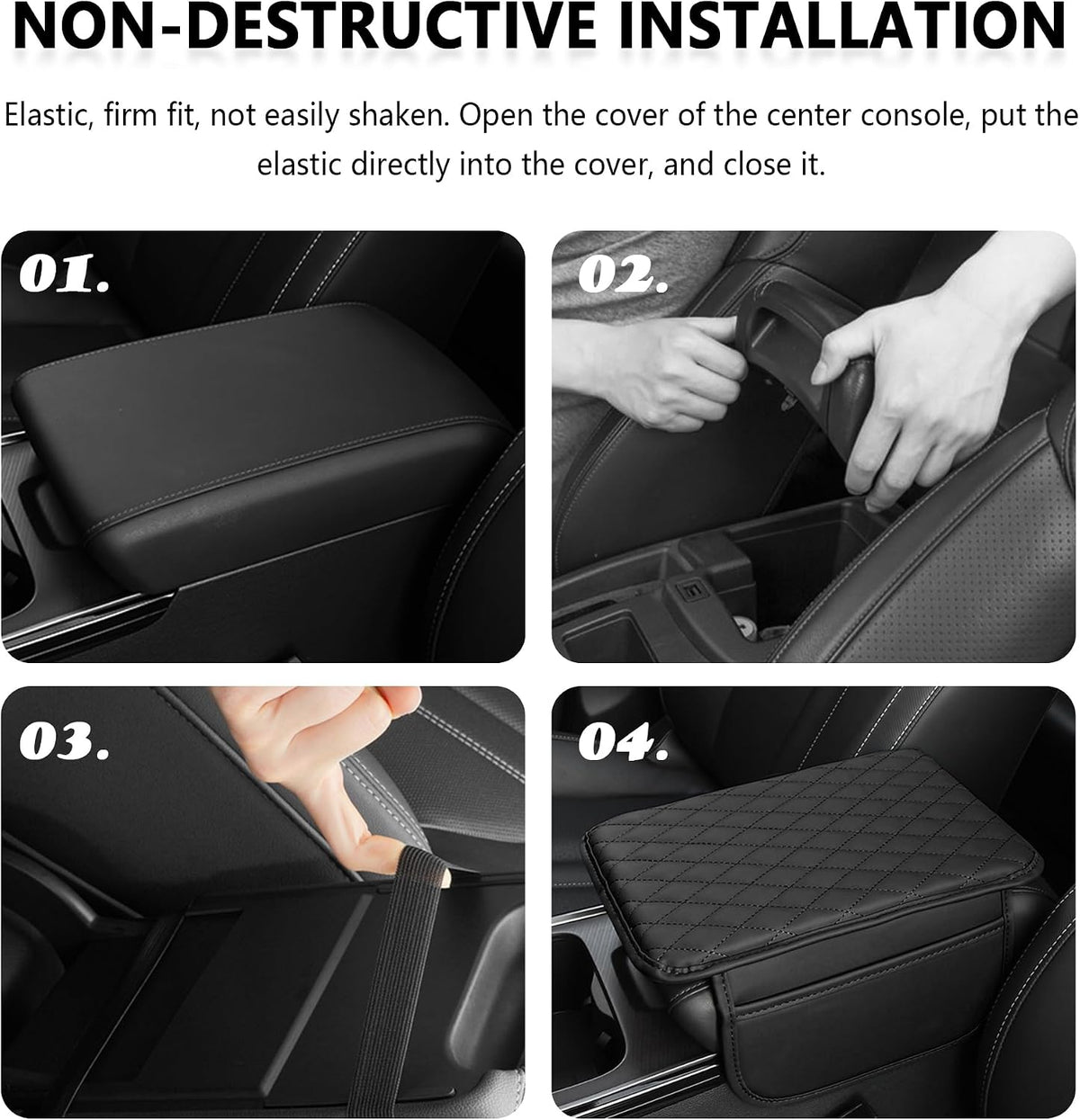 Upgraded Car Center Console Cover,Microfiber Leather Car Armrest Cover Cushion with 2 Storage Bags,Universal Car Armrest Storage Box