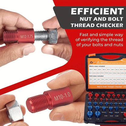 44Pcs Alloy Nut and Bolt Thread Inspector - Metric and SAE Size Identification Tool