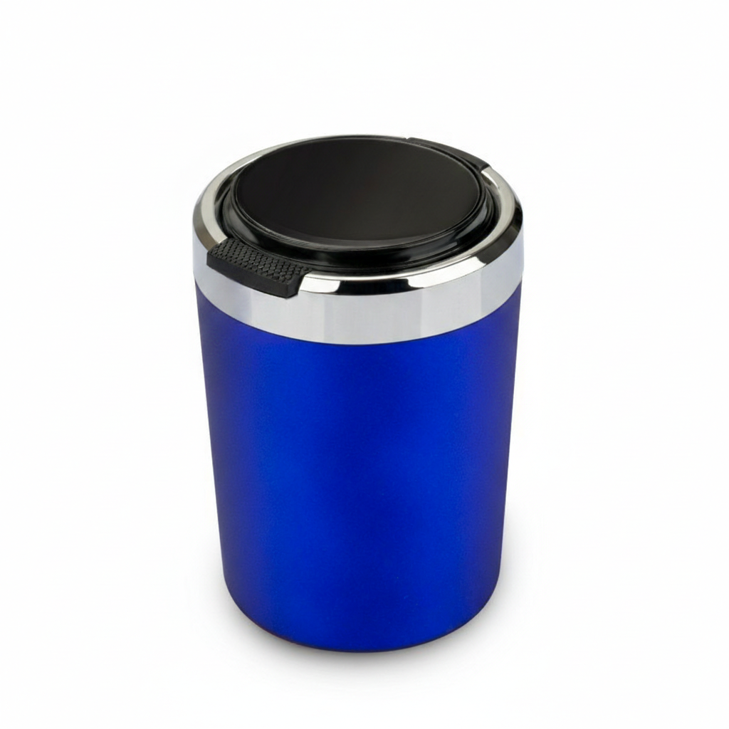 Smokeless Stainless Steel LED Car Cupholder Ashtray with Lid (No Logo)