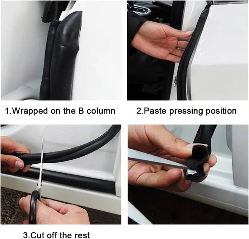 Car Door Seal Strip with Built-in Steel Clips, 2PCS B-Pillar Sealing Strip