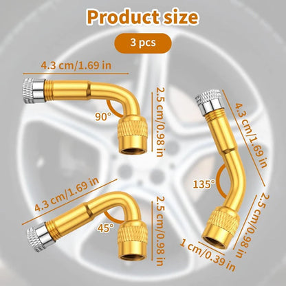 FlexiValve Durable Brass Extension Adapters 45° 90° 135° Set