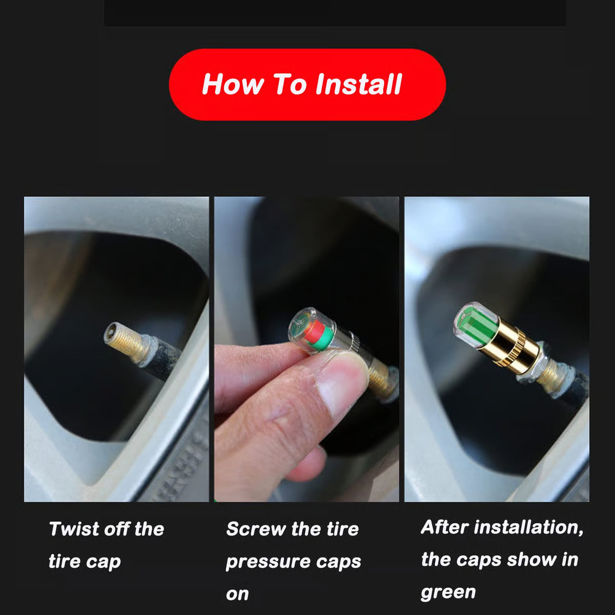 4Pcs Car Tire Pressure Monitor Valve Stem Caps
