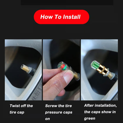 4Pcs Car Tire Pressure Monitor Valve Stem Caps