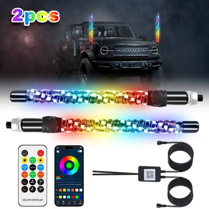 Spiral RGB LED Whip Lights Set