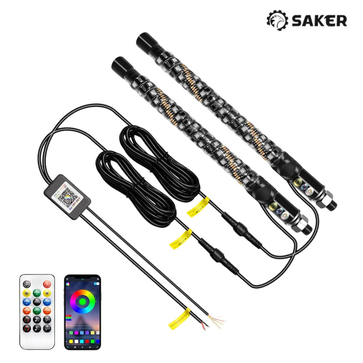 Spiral RGB LED Whip Lights Set