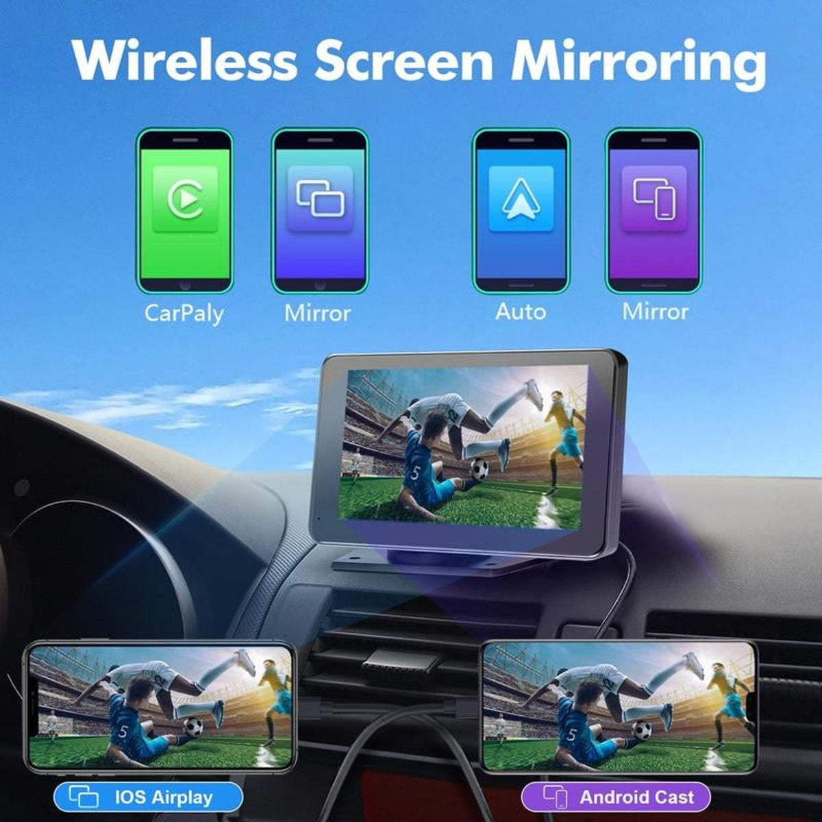 Portable Wireless CarPlay Touch Screen
