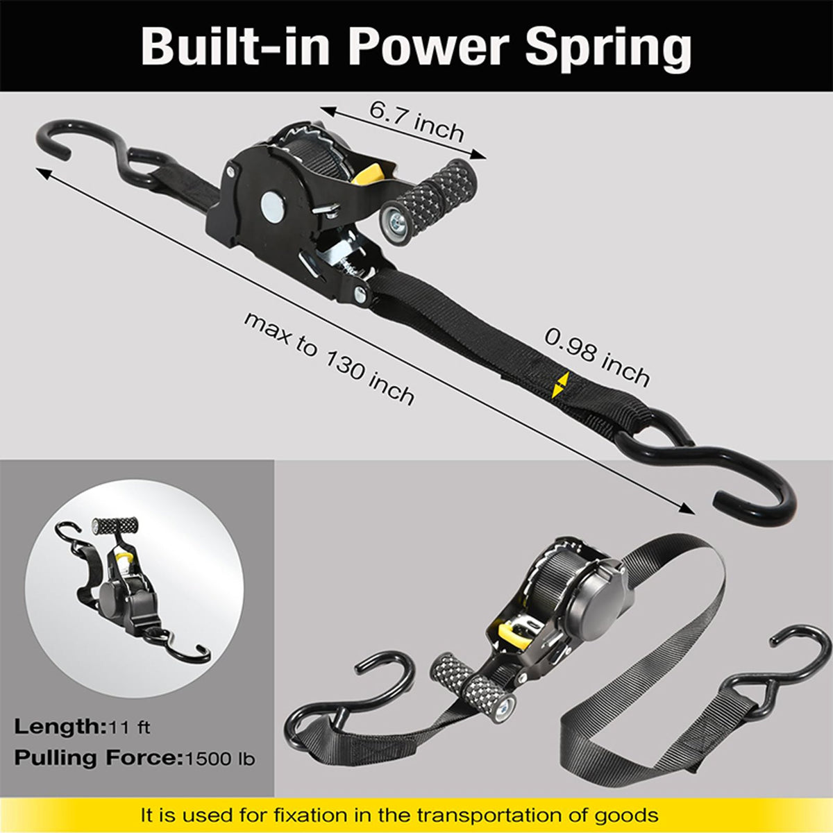 Automatic Retractable Heavy-Duty Ratchet Strap
