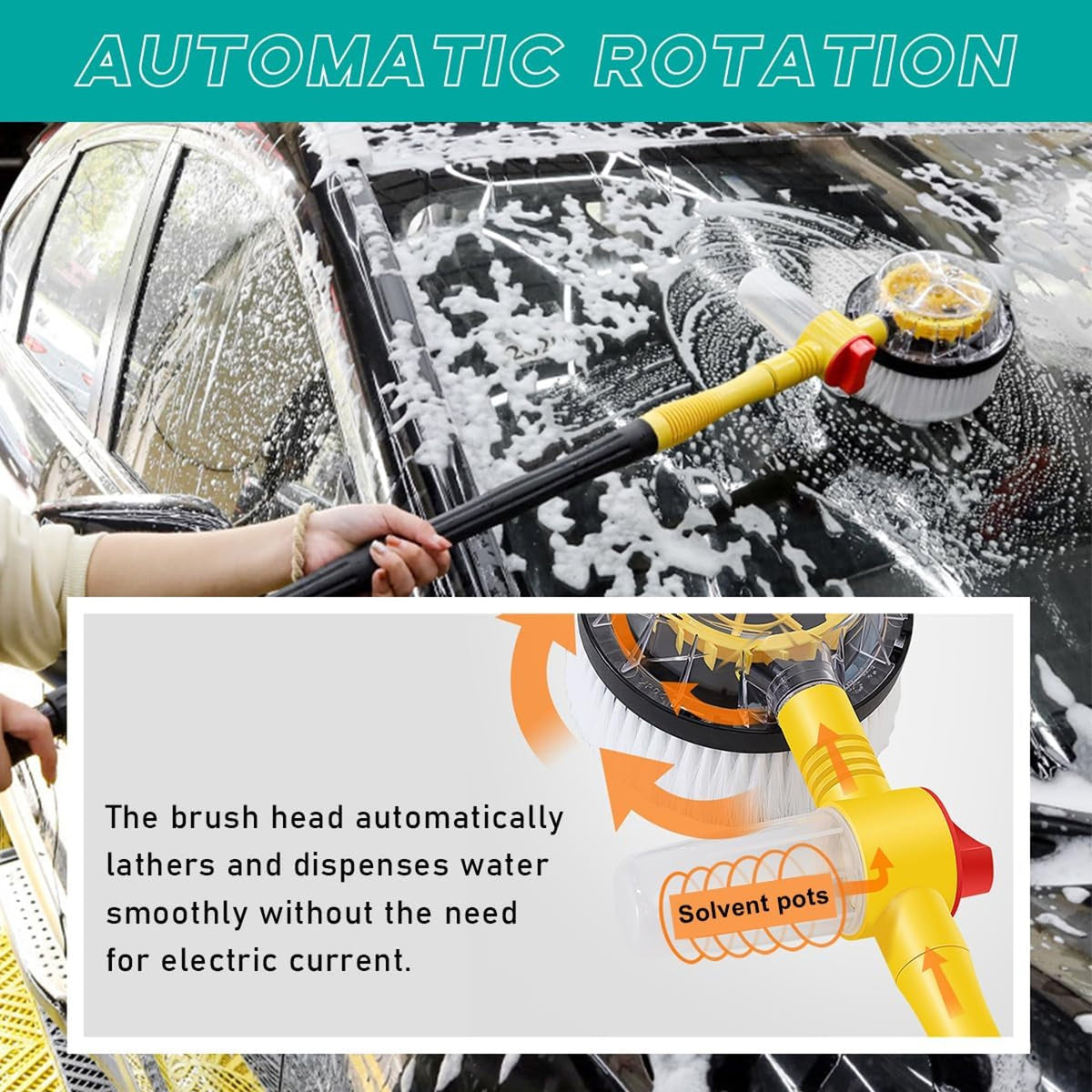 360° Spin Auto Cleaning Brush with Long Handle