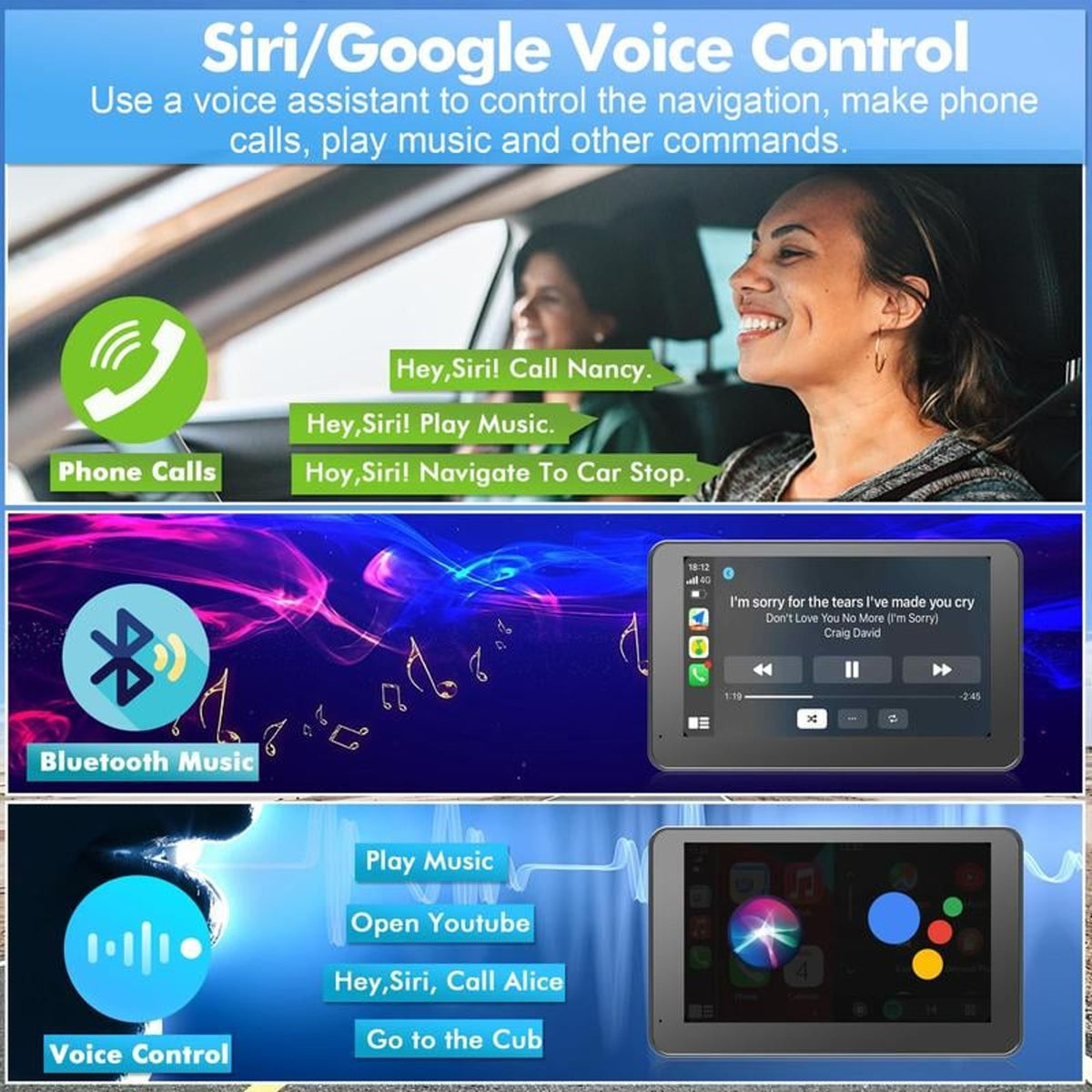 Portable Wireless CarPlay Touch Screen