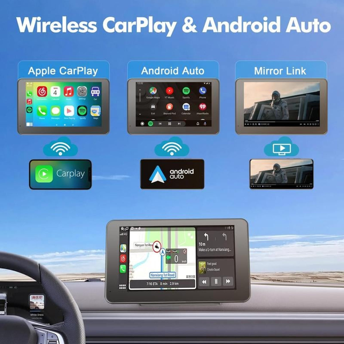Portable Wireless CarPlay Touch Screen