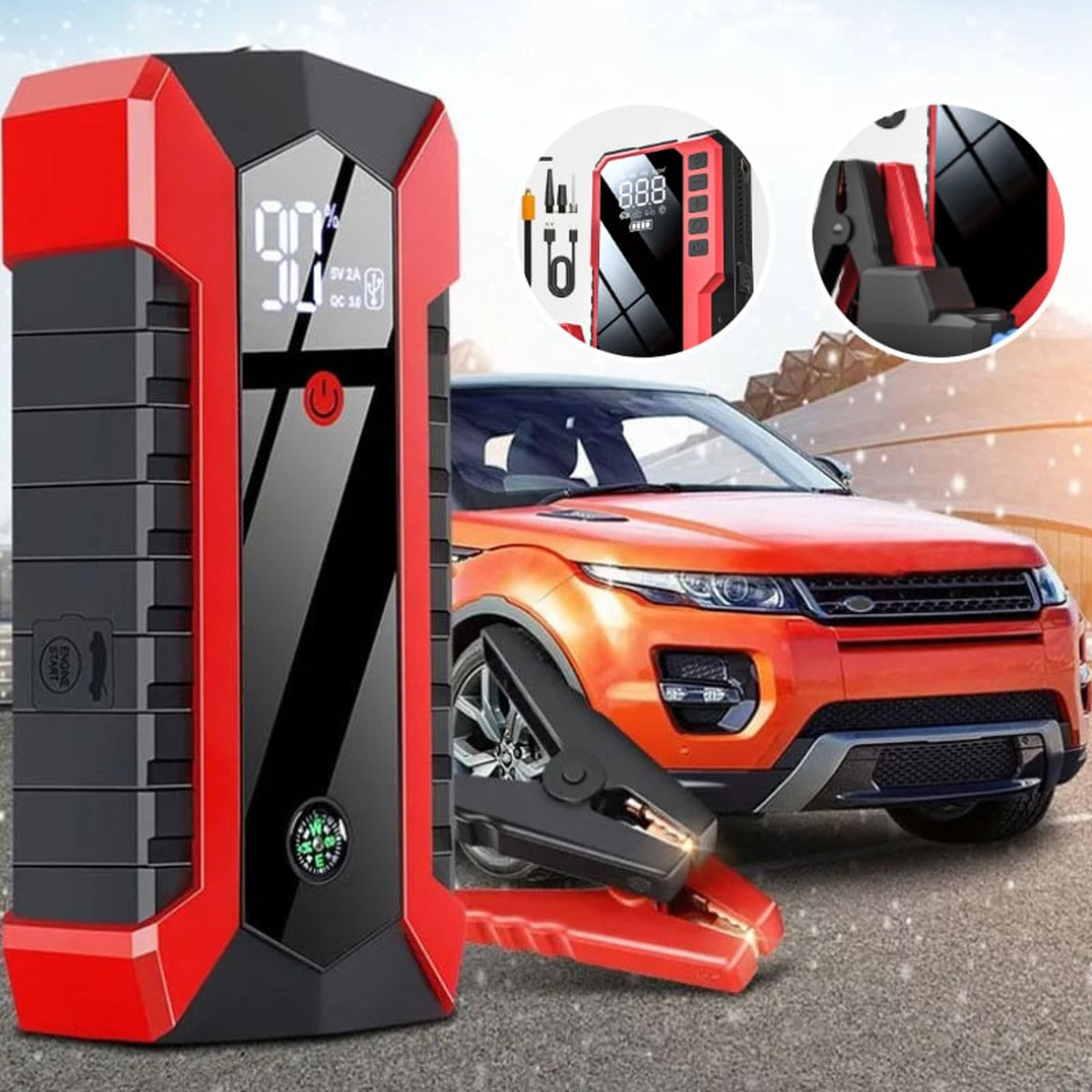 3-in-1 Emergency Jump Starter & Compressor System