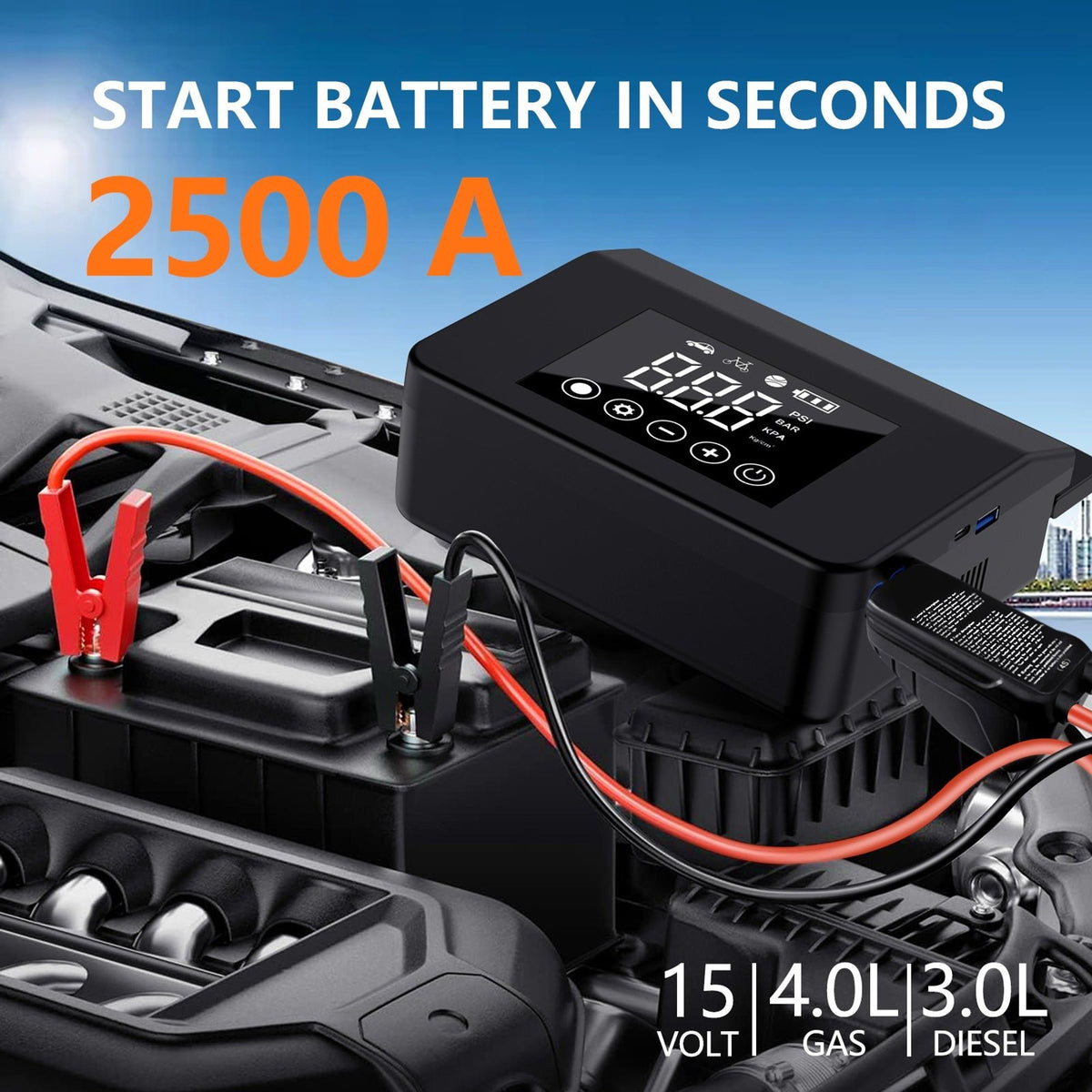 Powerful Car Jump Starter & Inflator