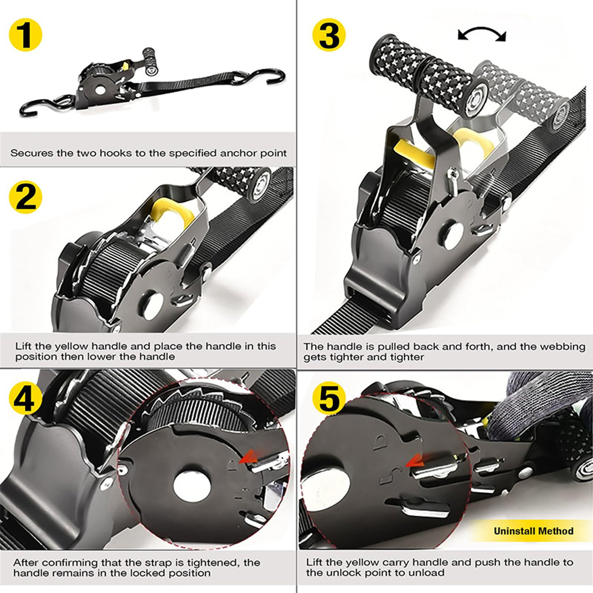 Automatic Retractable Heavy-Duty Ratchet Strap
