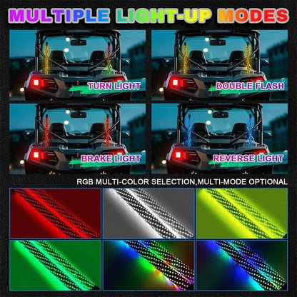 Spiral RGB LED Whip Lights Set