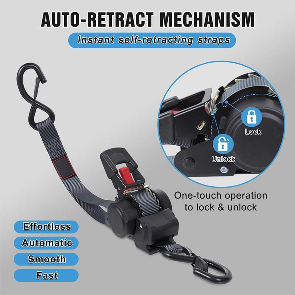 Retractable Ratchet Tie Down Straps