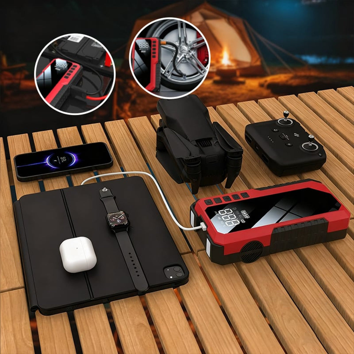 3-in-1 Emergency Jump Starter & Compressor System