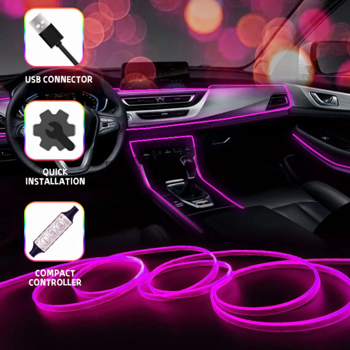 USB Car LED Lights with APP Control